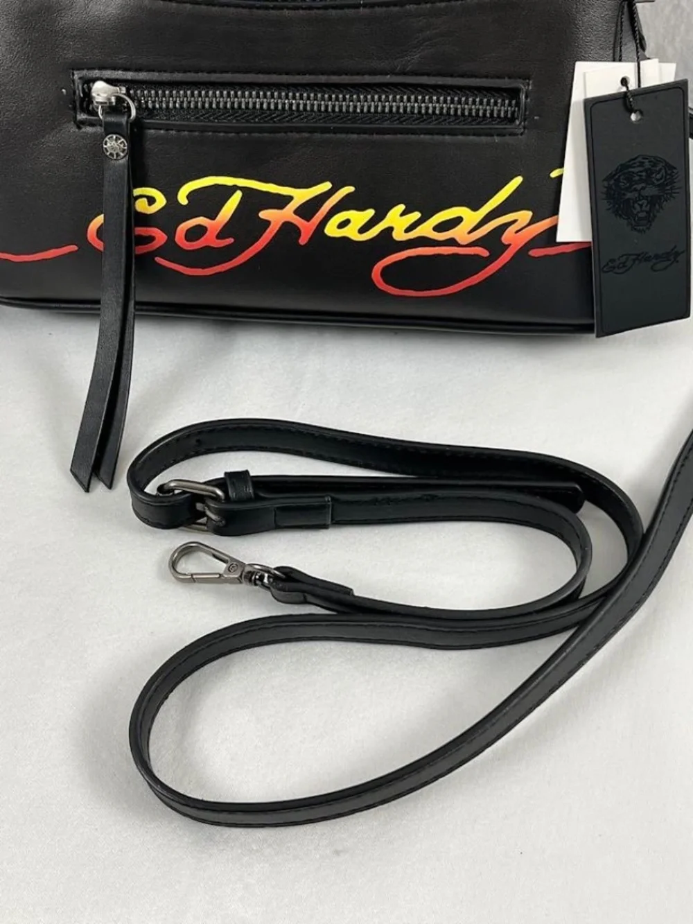 Ed Hardy Y2K Vibes Rhinestone Shoulder Bag Skull Rose Tattoo Purse NWT